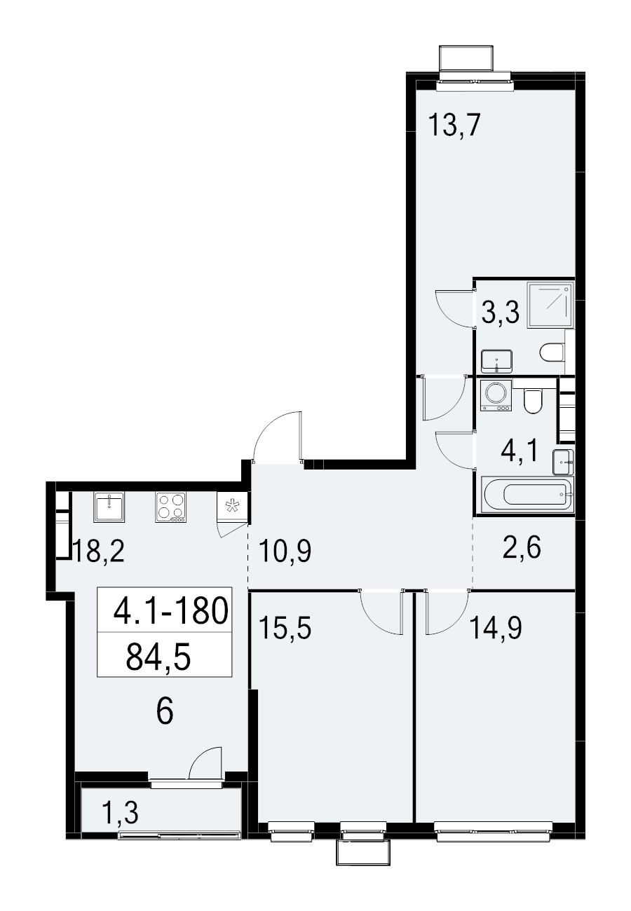 4 ккв (Евро) 84,5 м²