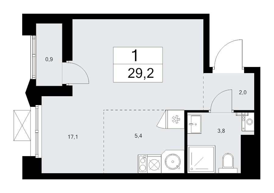 Студия 29,2 м²