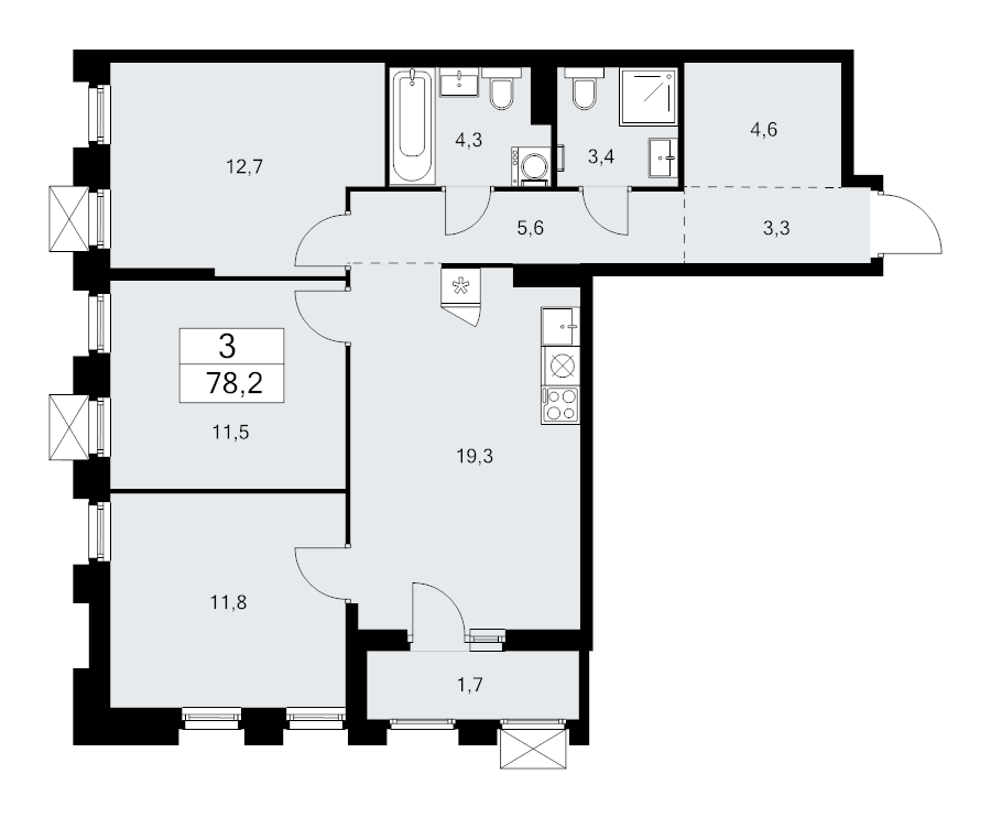 4 ккв (Евро) 78,2 м²