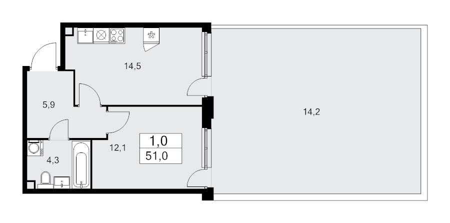1 ккв 51 м²
