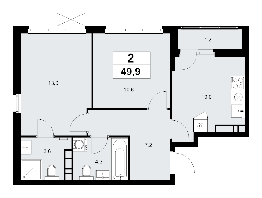 2 ккв 49,9 м²