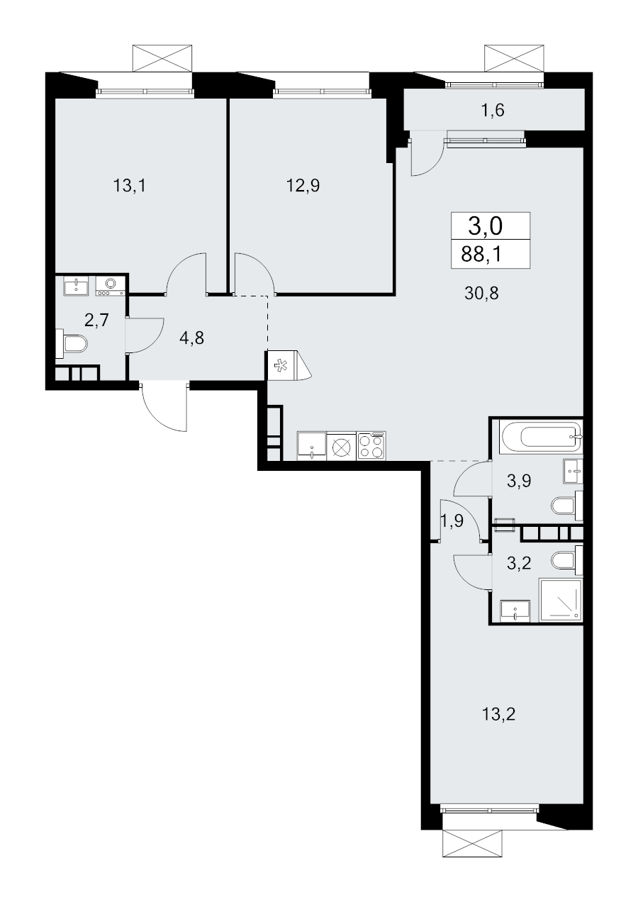 4 ккв (Евро) 88,1 м²