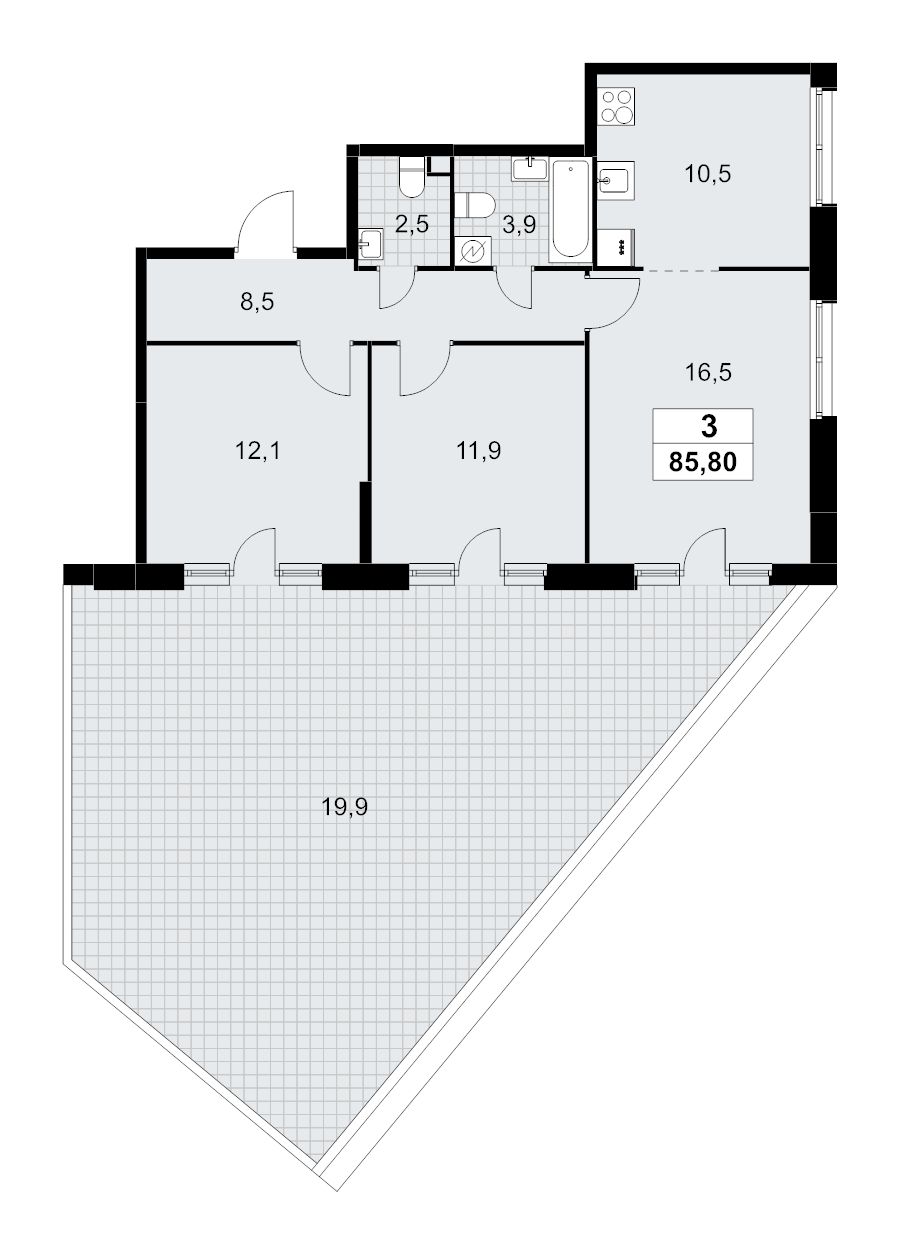 3 ккв 85,8 м²