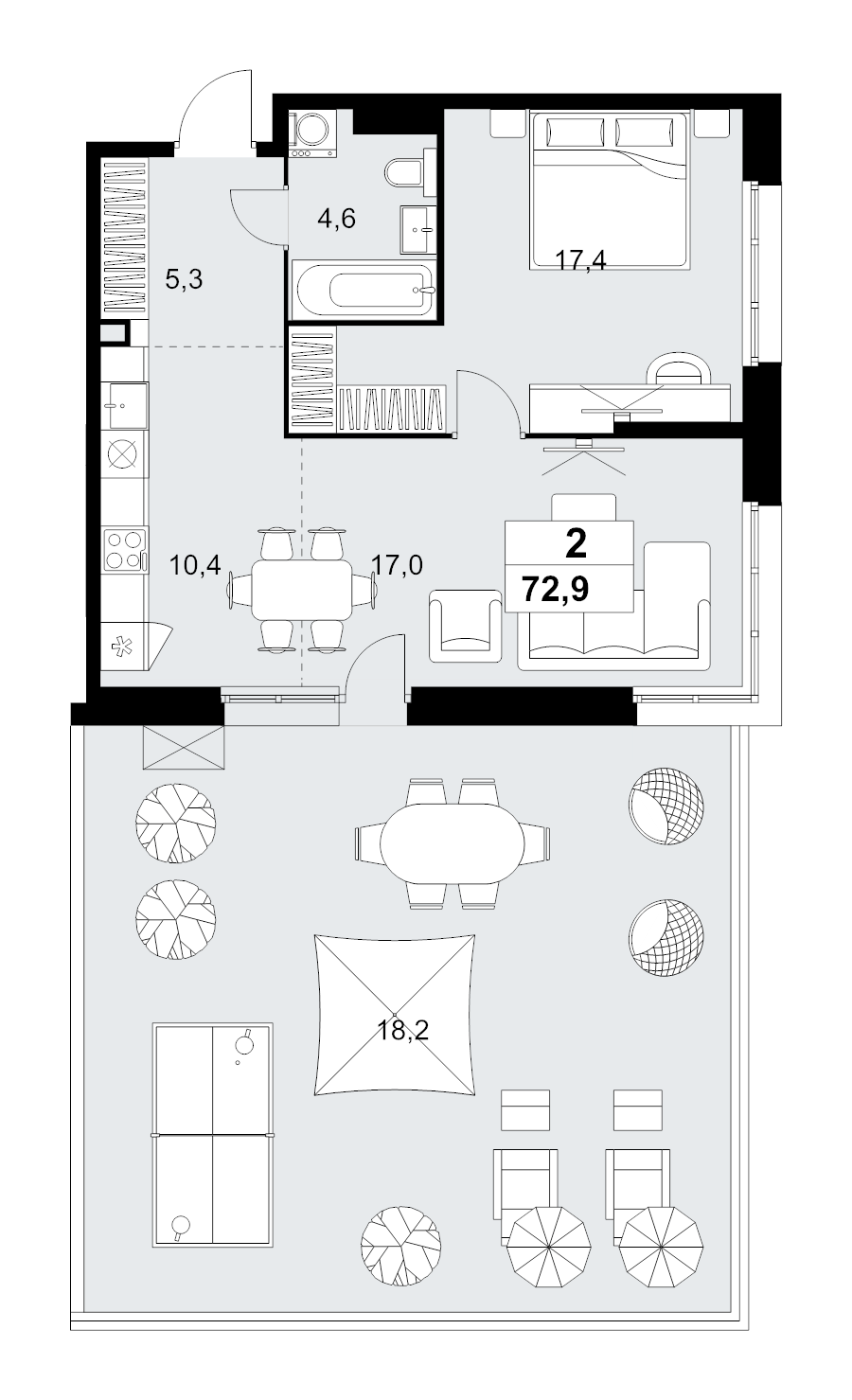 2 ккв (Евро) 72,9 м²
