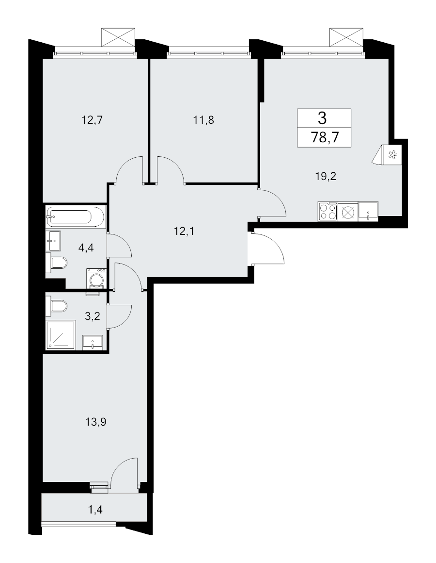4 ккв (Евро) 78,7 м²