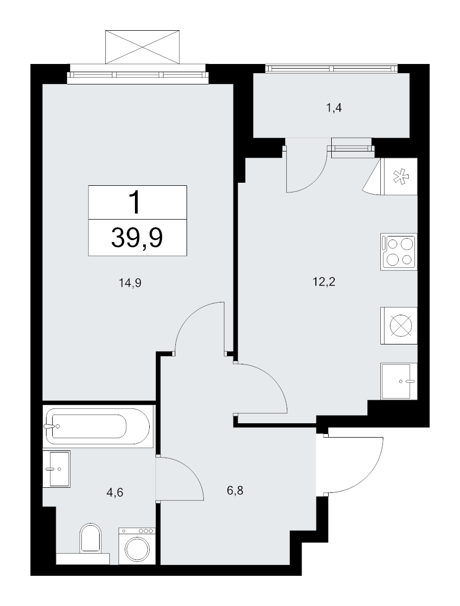 1 ккв 39,8 м²