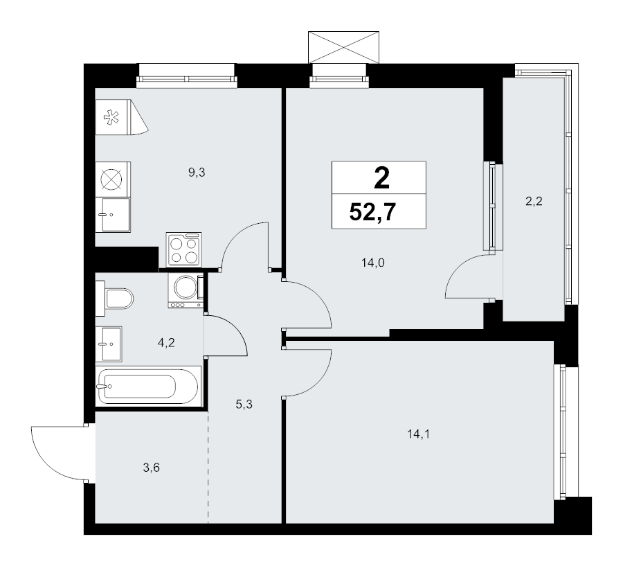2 ккв 52,7 м²