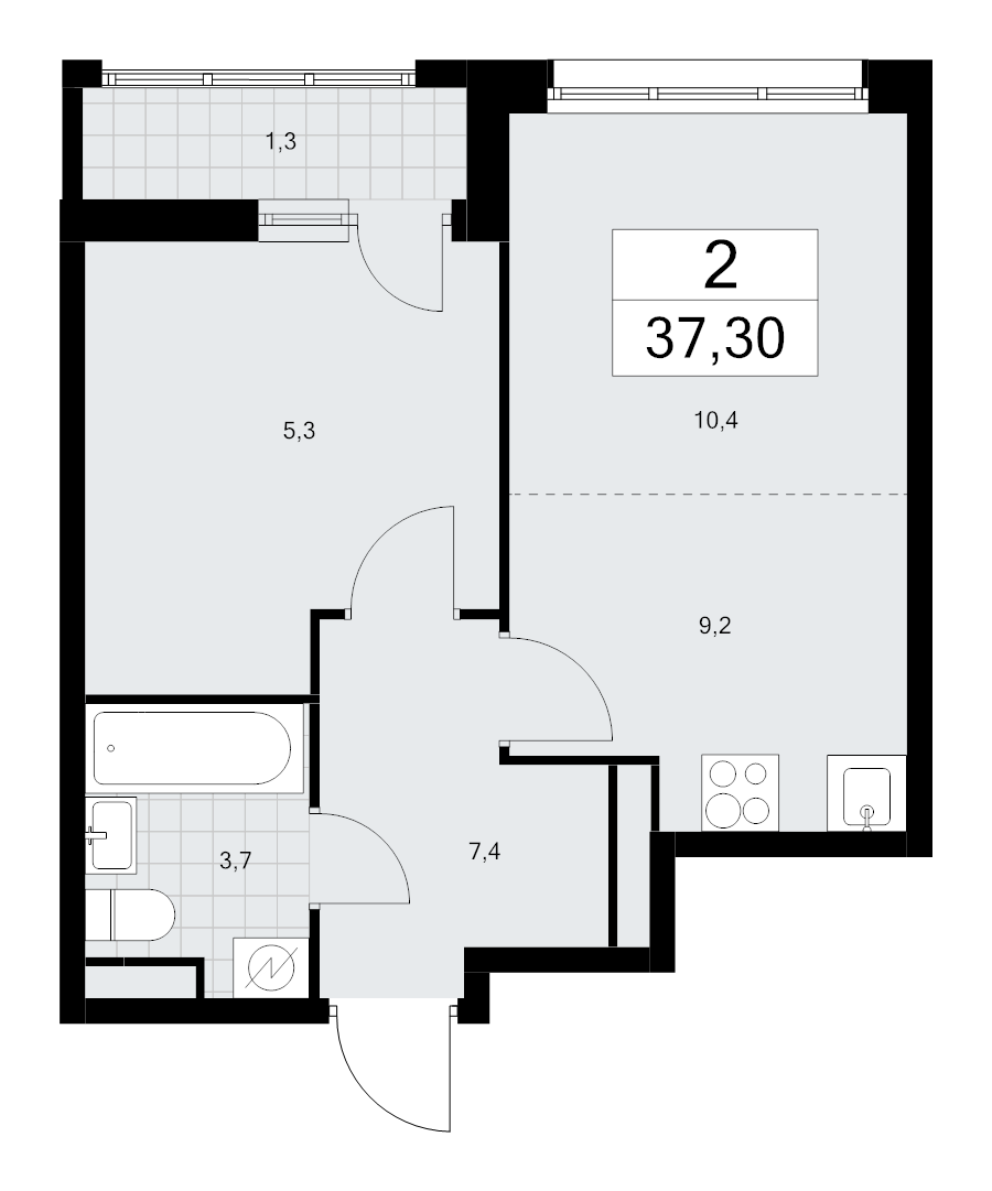 2 ккв (Евро) 37,3 м²