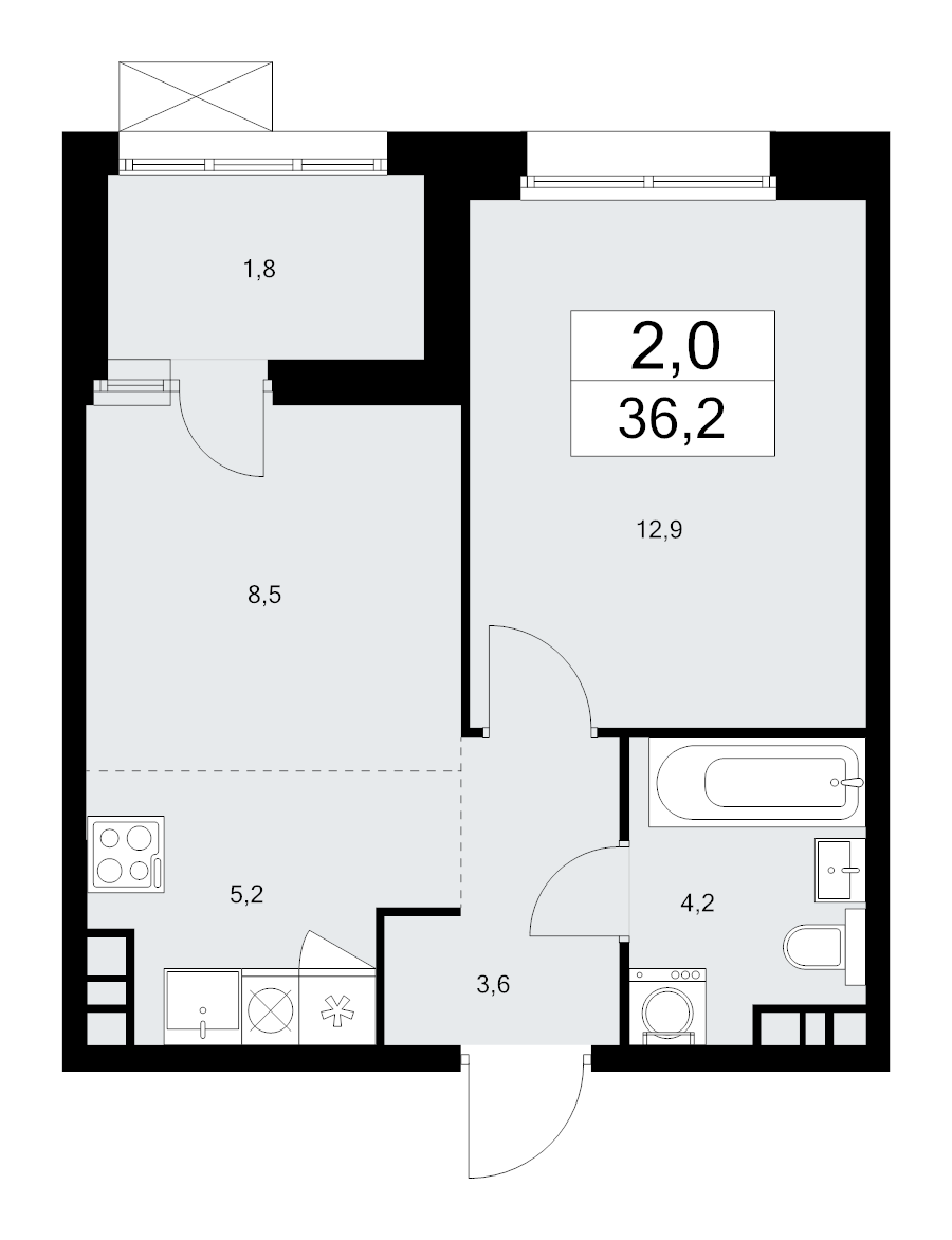 1 ккв 36,1 м²