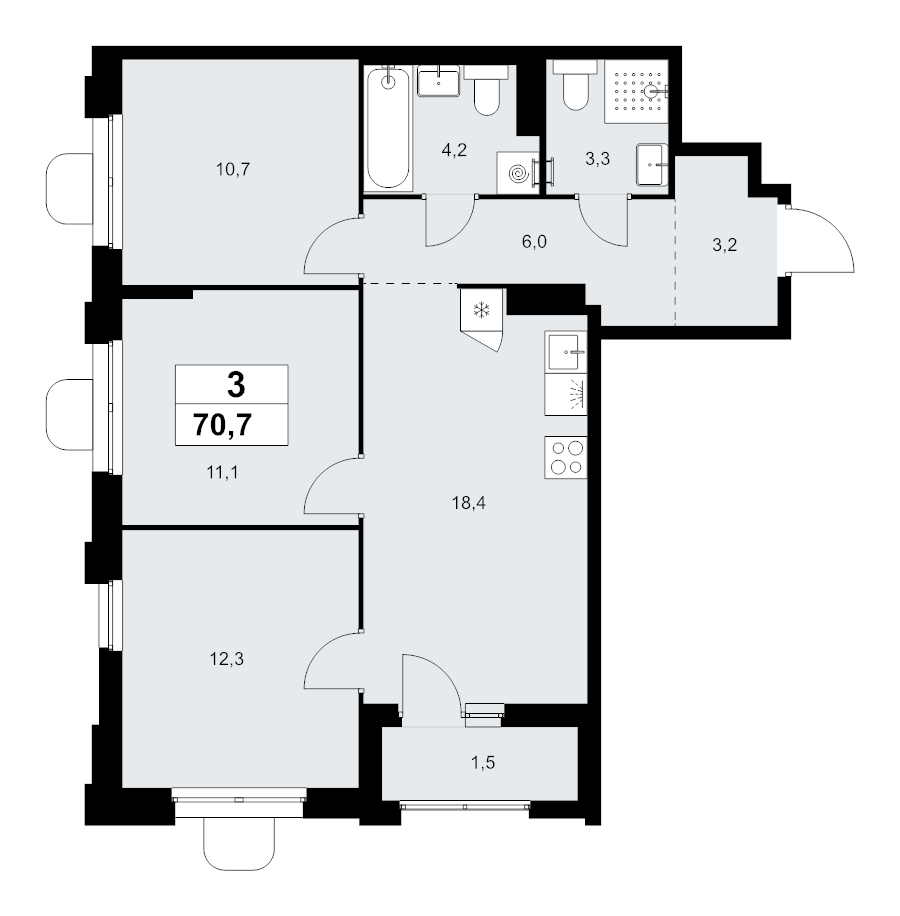 4 ккв (Евро) 70,7 м²