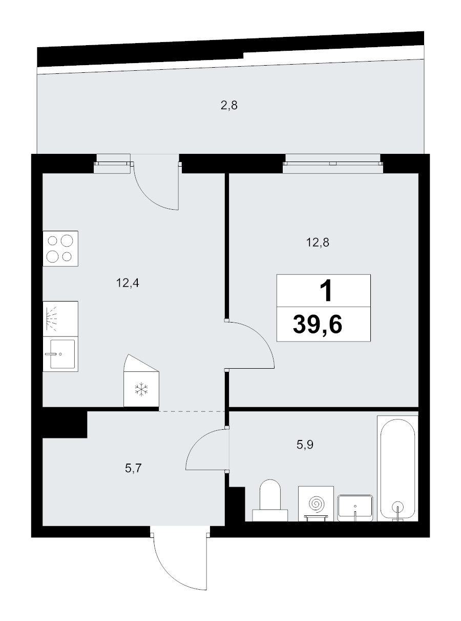 1 ккв 39,6 м²