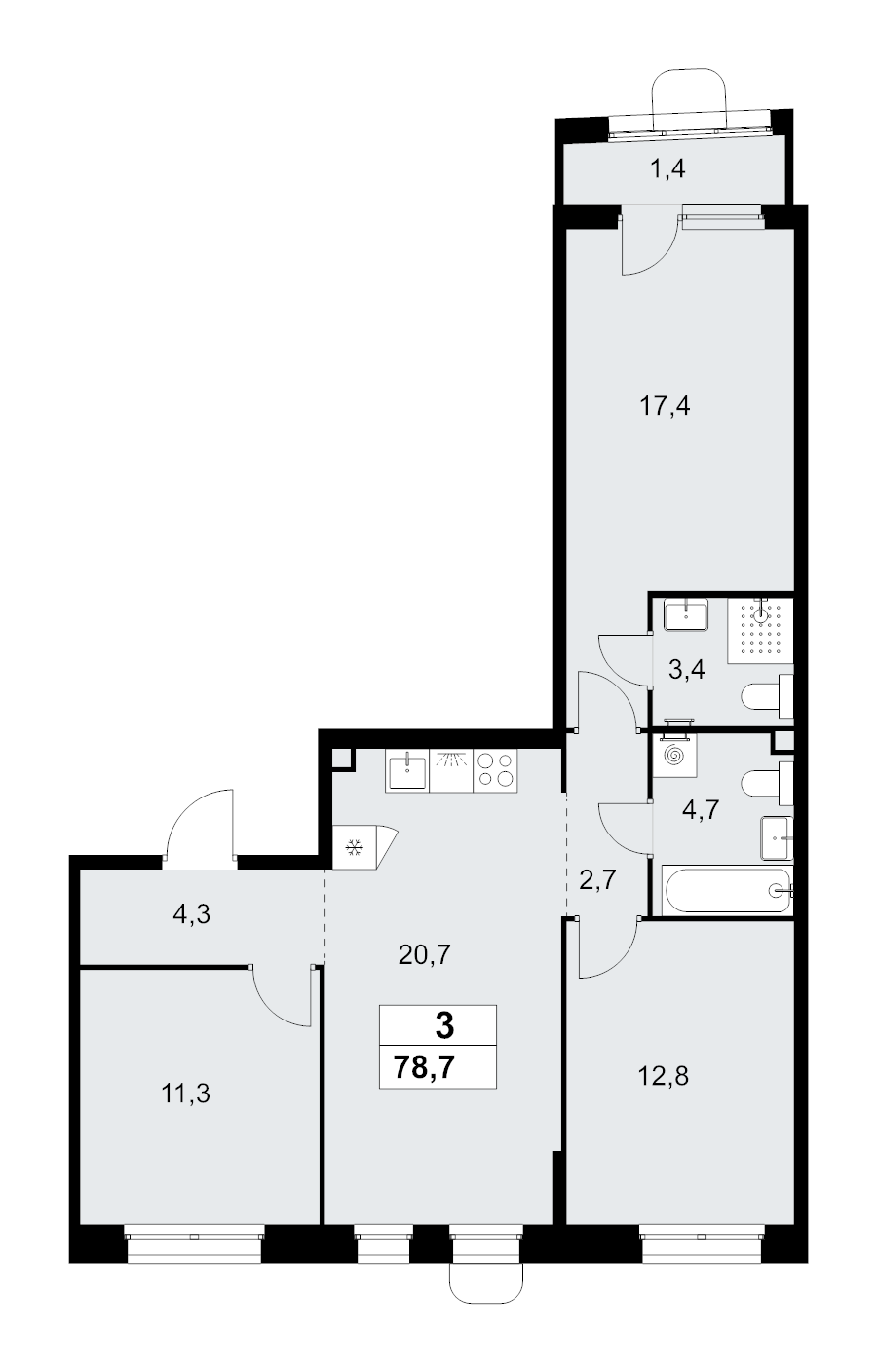 4 ккв (Евро) 78,7 м²