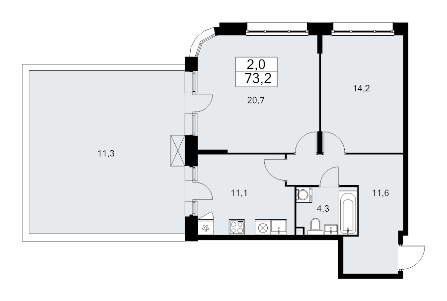 2 ккв 73 м²