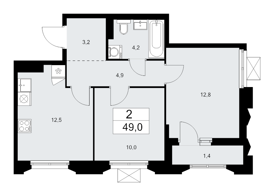 2 ккв 49 м²