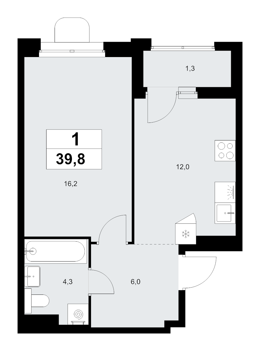 1 ккв 39,8 м²