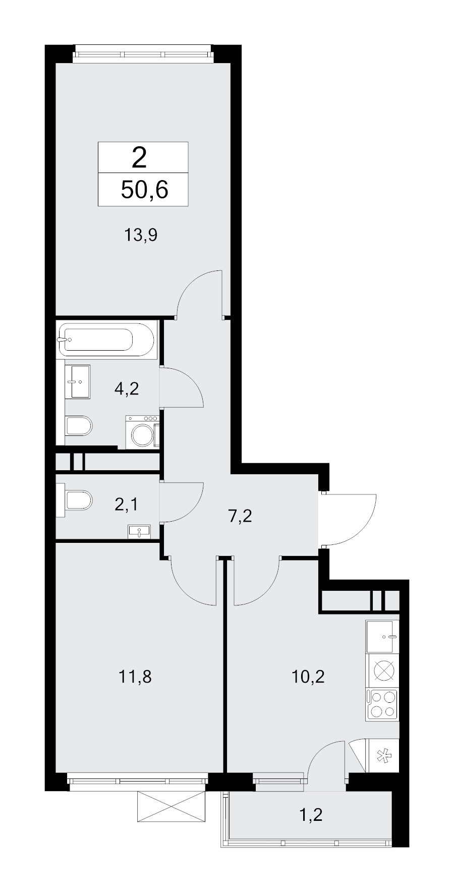2 ккв 50,6 м²