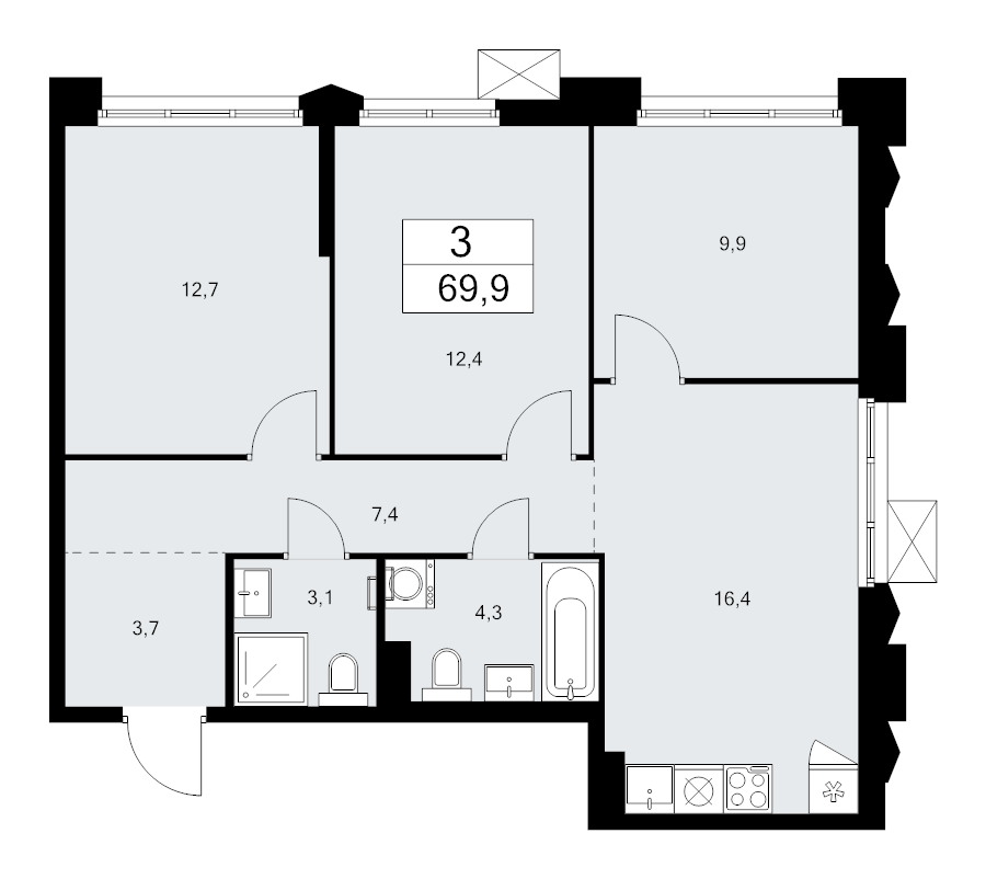 4 ккв (Евро) 69,9 м²