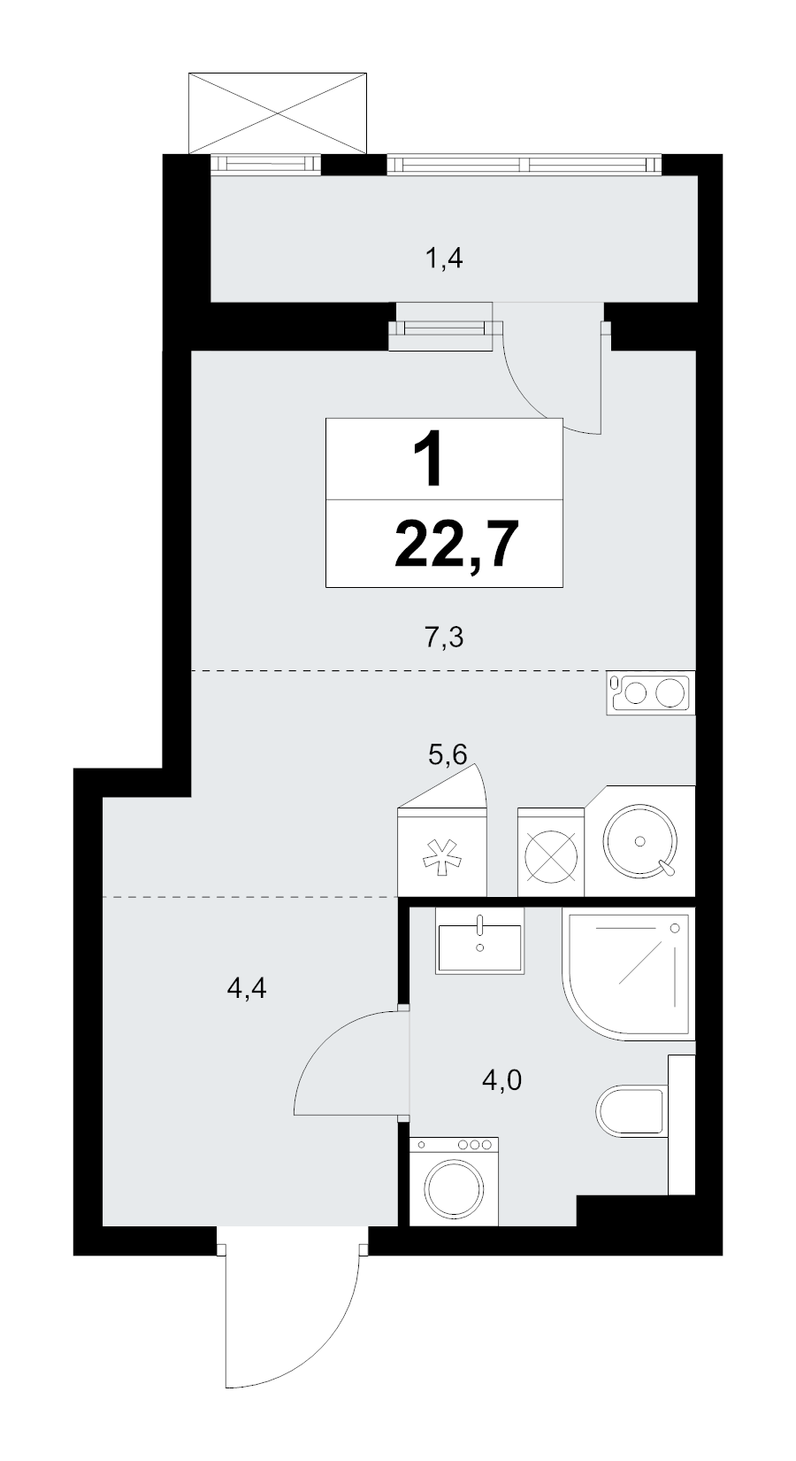 Студия 22,8 м²