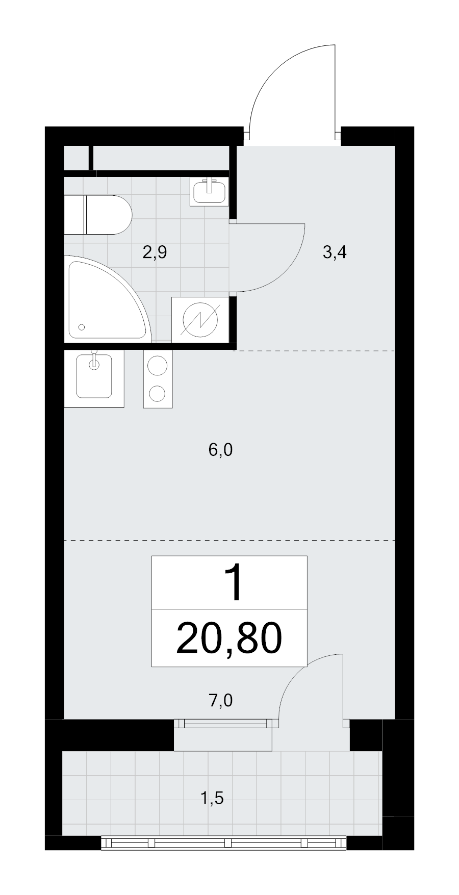 Студия 20,8 м²