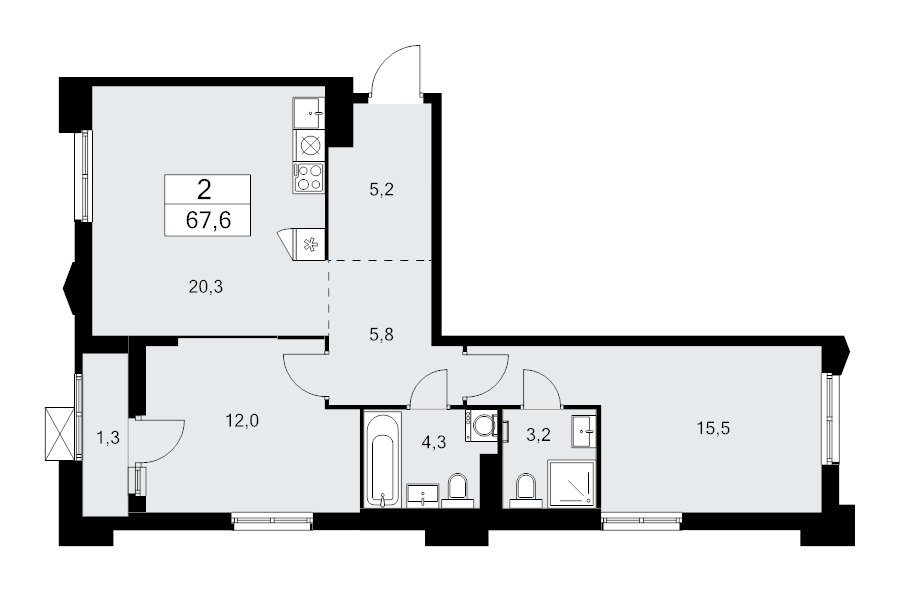 3 ккв (Евро) 67,6 м²