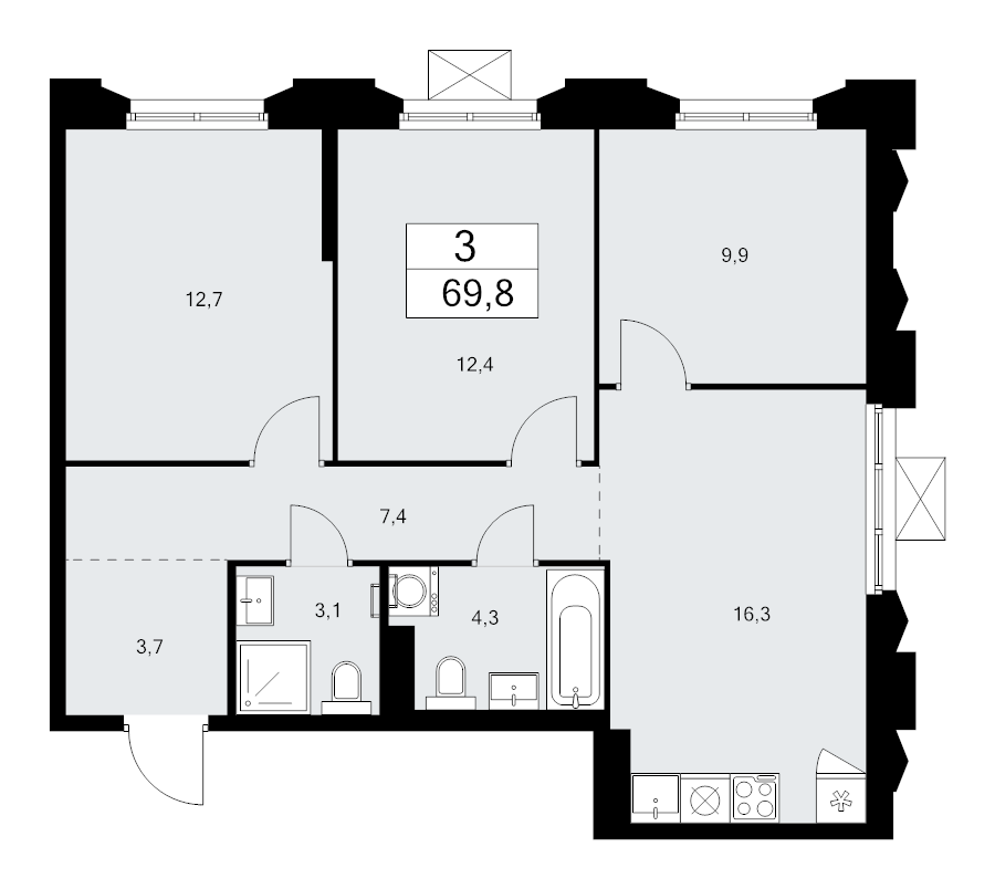 4 ккв (Евро) 69,8 м²