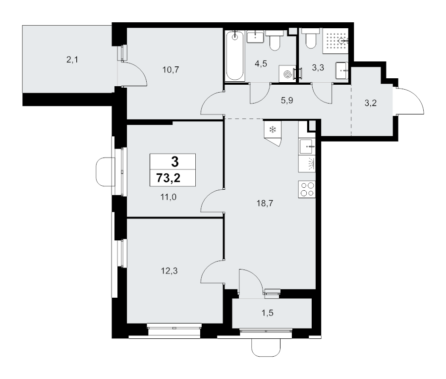 4 ккв (Евро) 73,2 м²