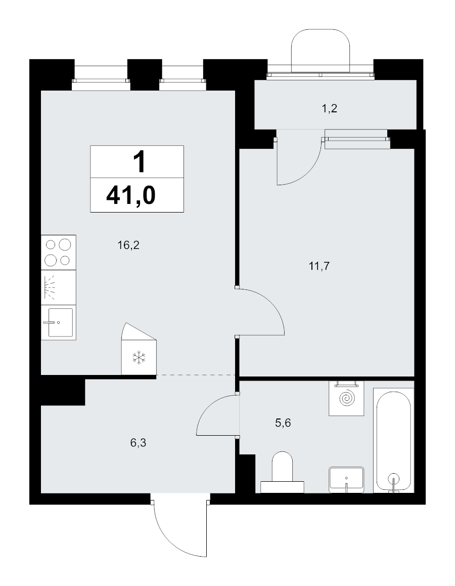 2 ккв (Евро) 41 м²