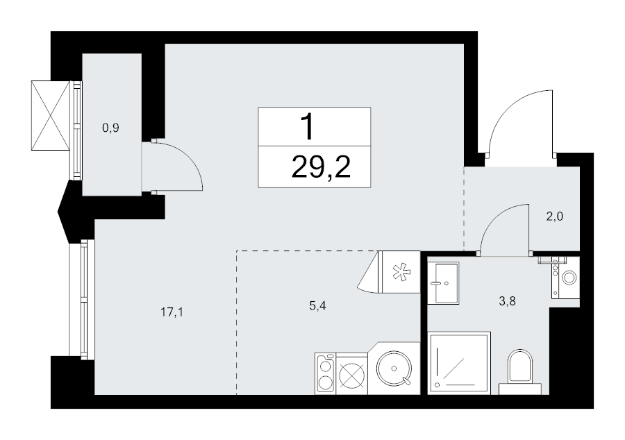 Студия 29,2 м²
