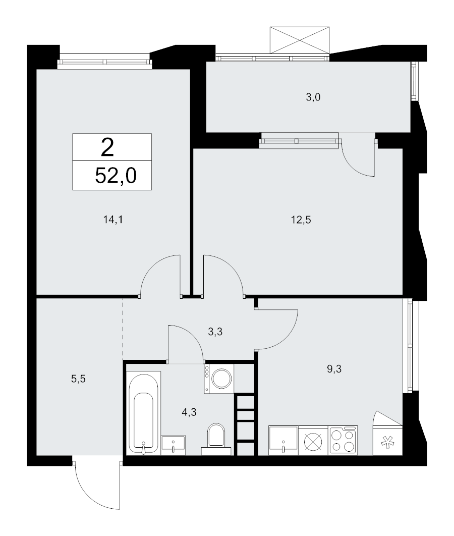 2 ккв 52 м²