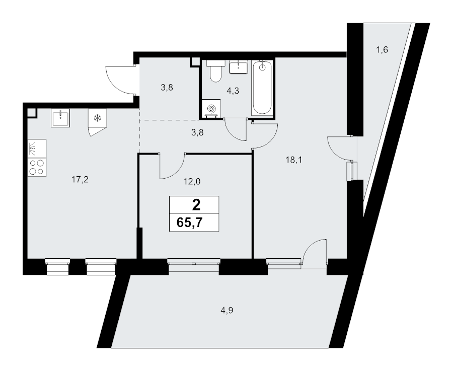 3 ккв (Евро) 65,7 м²