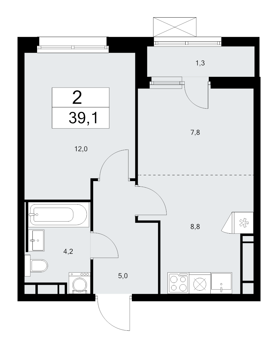 2 ккв (Евро) 39,1 м²