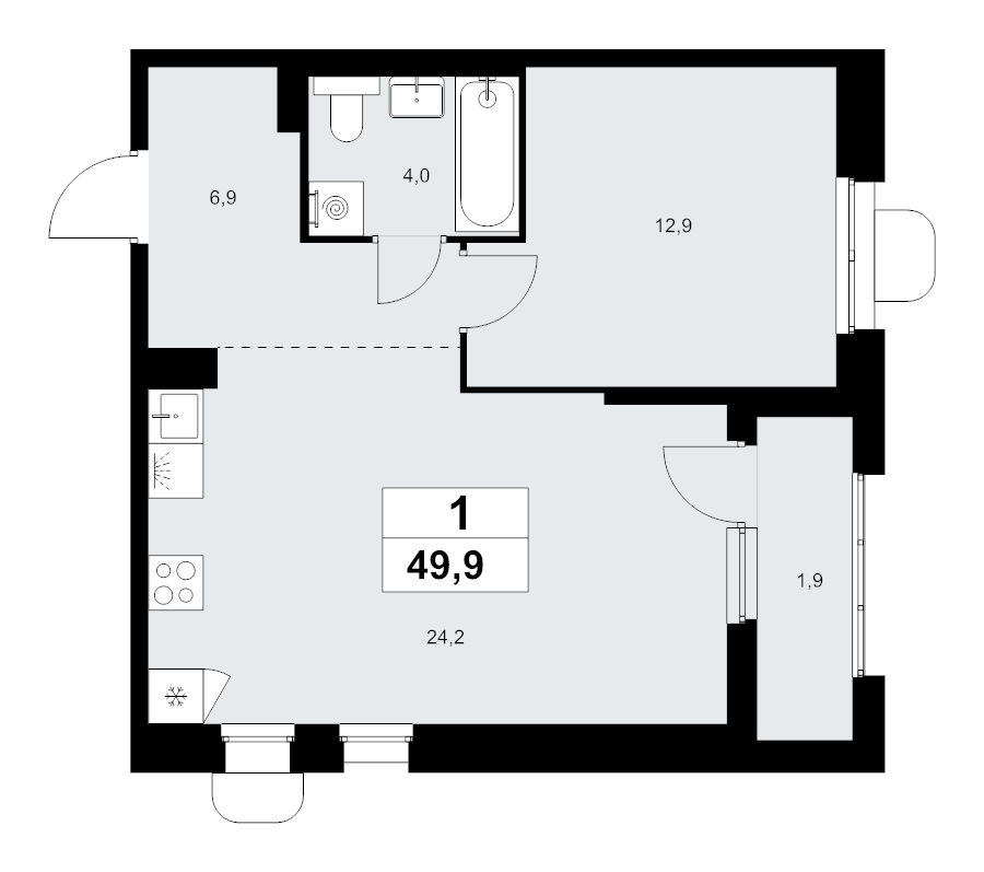 2 ккв (Евро) 49,9 м²