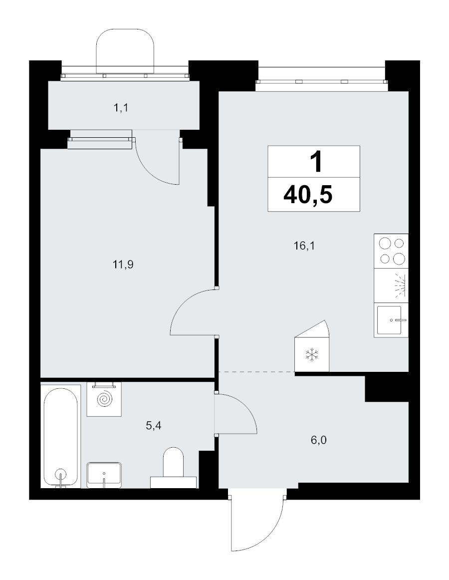 2 ккв (Евро) 40,5 м²