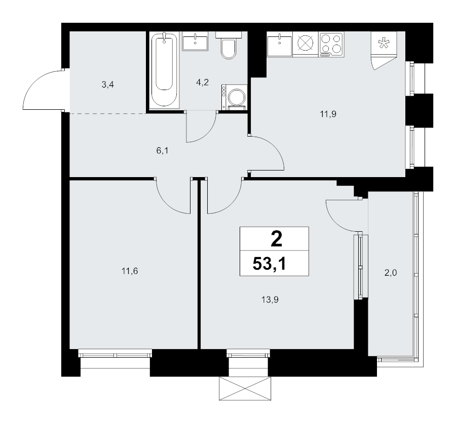 2 ккв 53,1 м²
