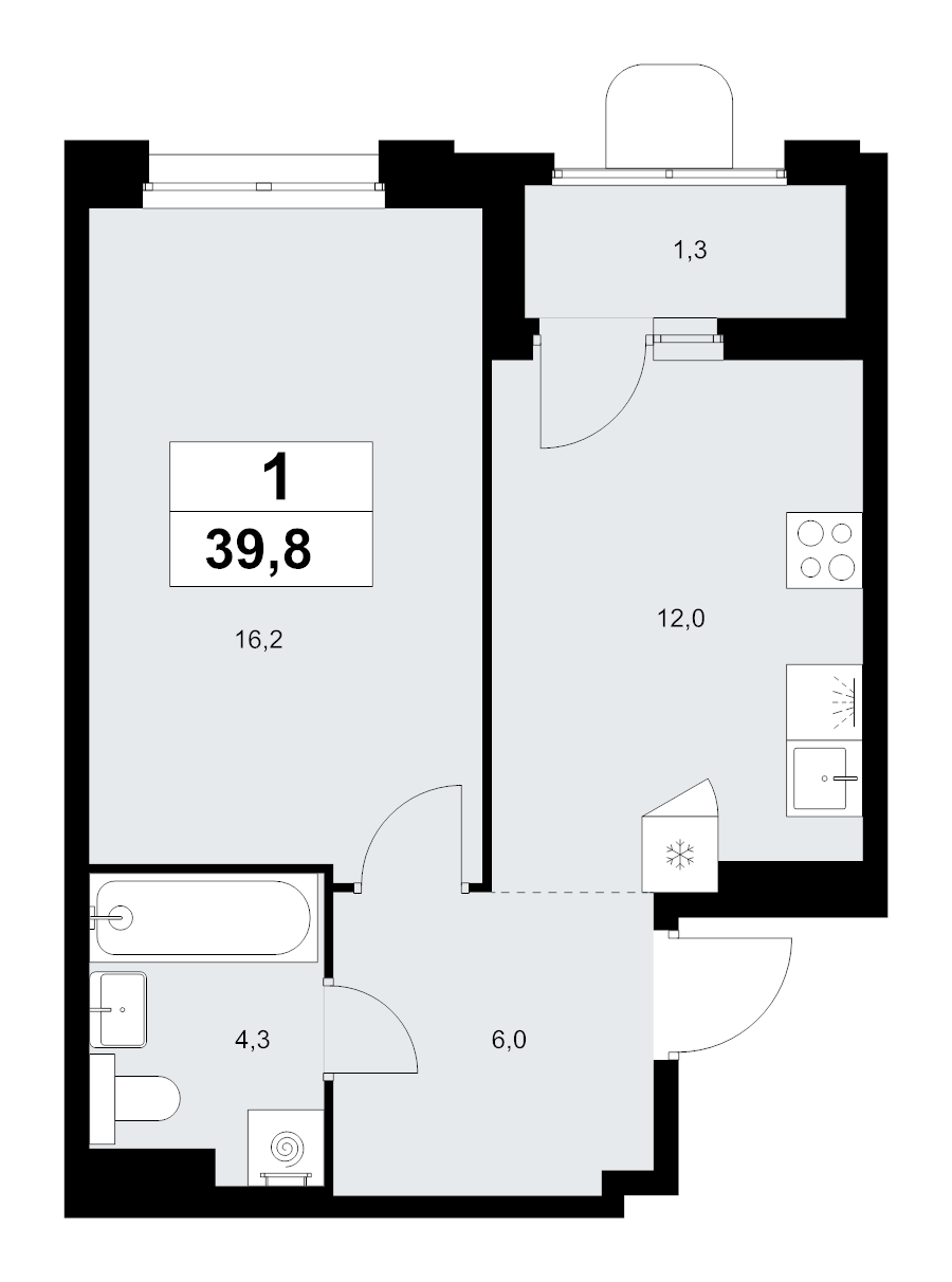 1 ккв 39,8 м²
