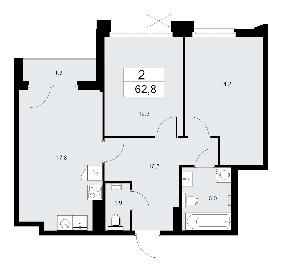 3 ккв (Евро) 62,8 м²