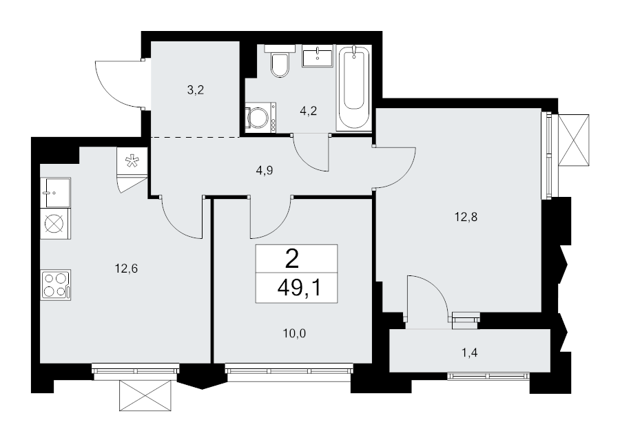 2 ккв 49,1 м²