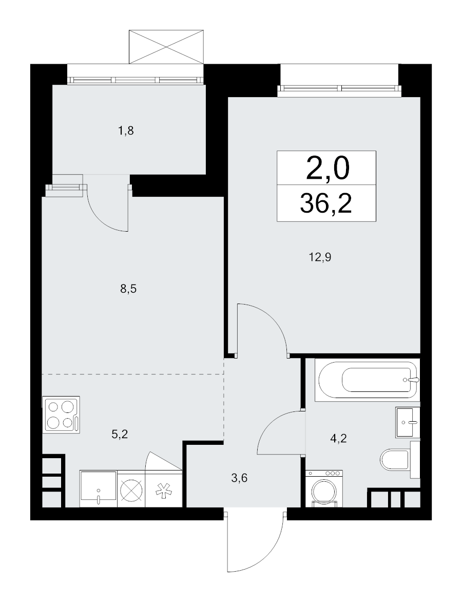 1 ккв 36,2 м²