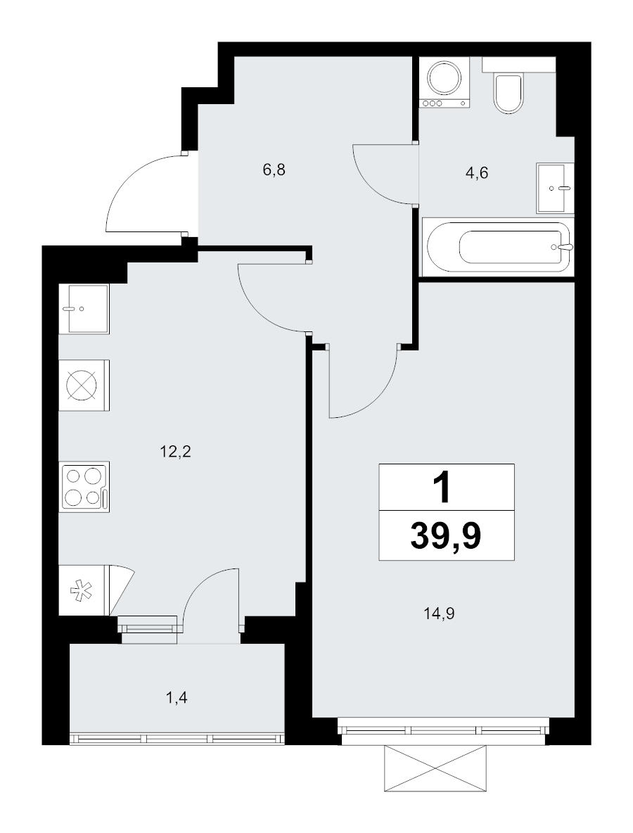 1 ккв 39,7 м²