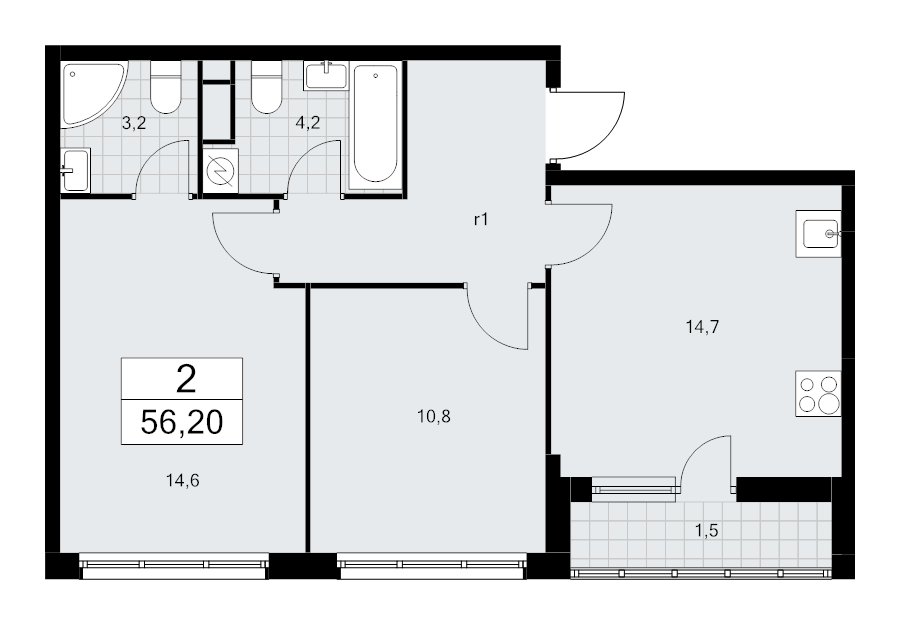 2 ккв 56,2 м²