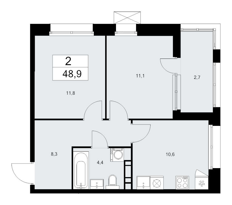 2 ккв 48,8 м²