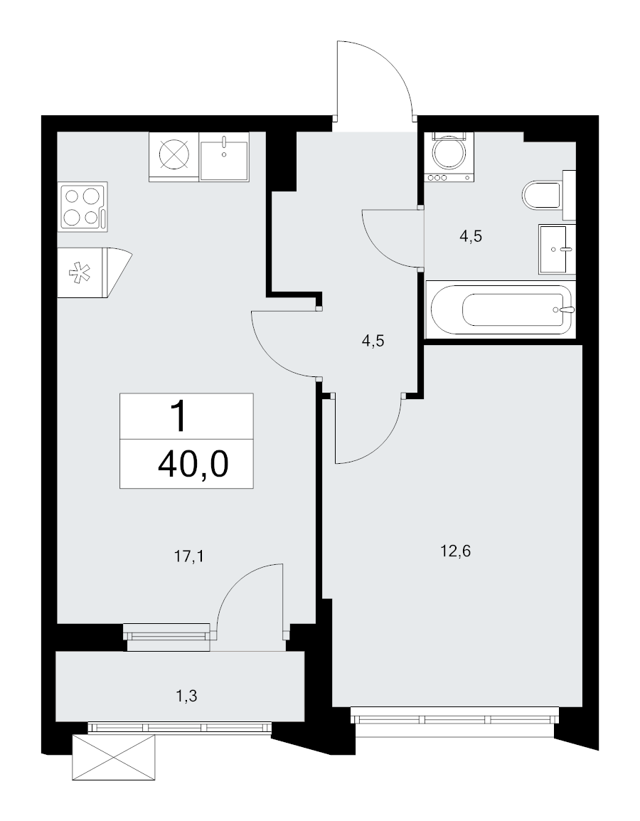 2 ккв (Евро) 40 м²