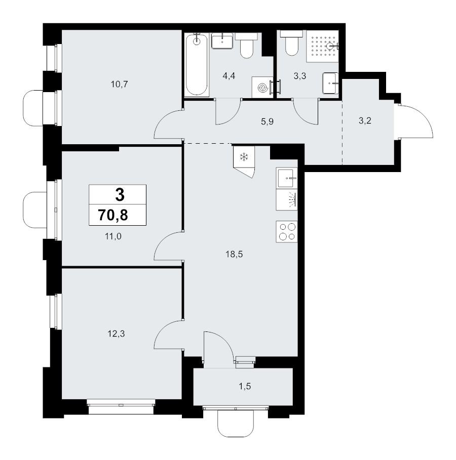 4 ккв (Евро) 70,8 м²