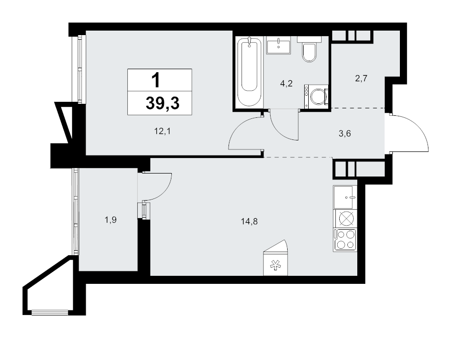 1 ккв 39,3 м²