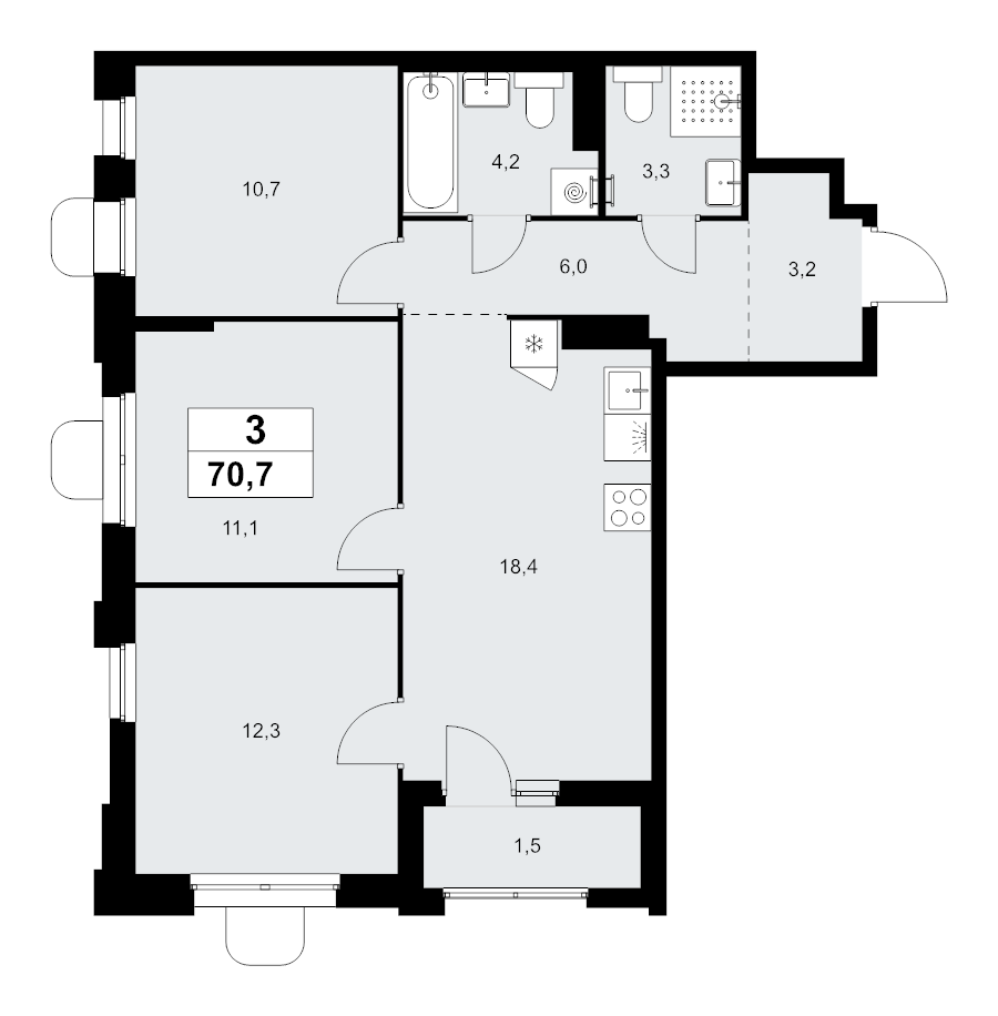 4 ккв (Евро) 70,7 м²