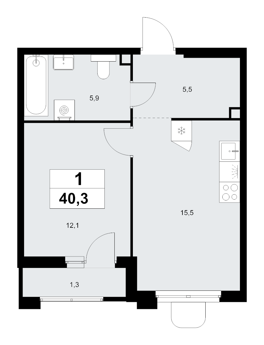 2 ккв (Евро) 40,3 м²