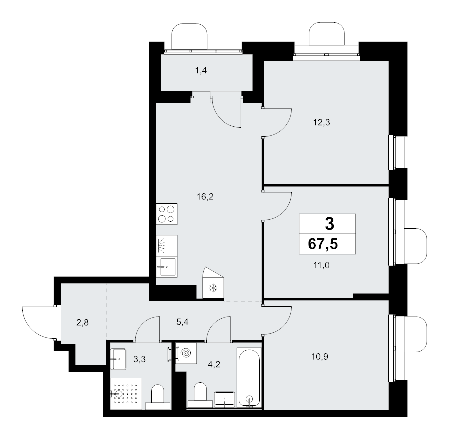 4 ккв (Евро) 67,5 м²