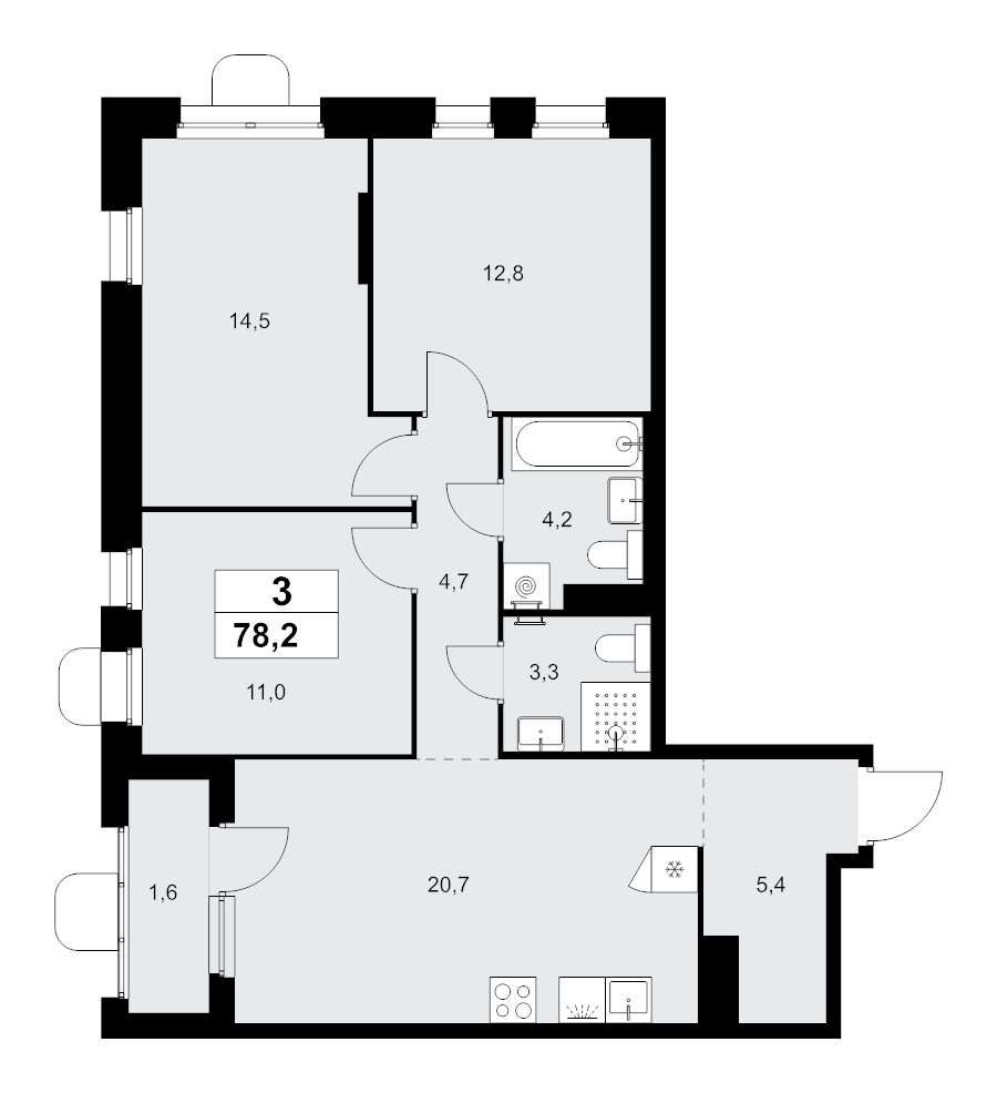 4 ккв (Евро) 78,2 м²