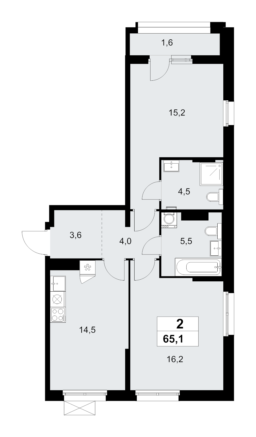 2 ккв 65,1 м²