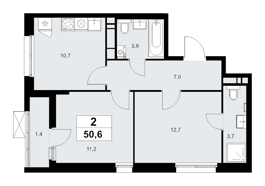 2 ккв 50,6 м²